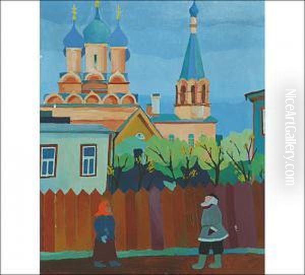 On The Way To The Church Oil Painting by Einari Wehmas