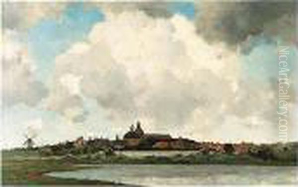A View Of Leerdam Oil Painting by Ludwig Willem R. Wenckebach