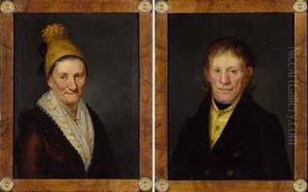Zwei Stifterportrats. Oil Painting by Franz Wenger