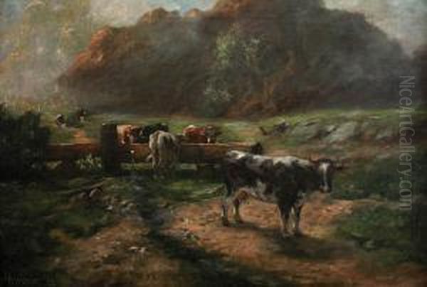 At Pasture Oil Painting by Adolf Werner