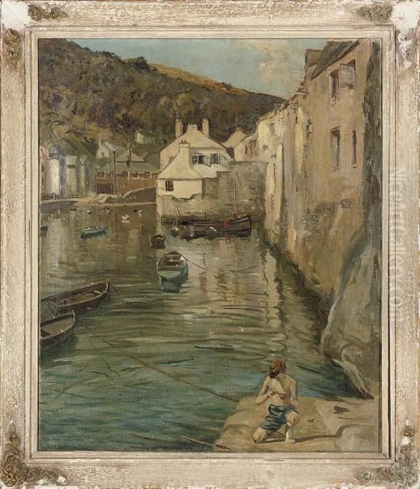 The Harbour At Polperro, Cornwall Oil Painting by John Laviers Wheatley