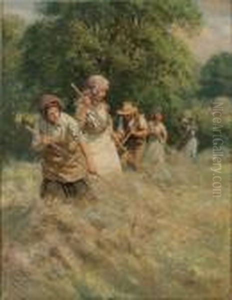 Harvesting Oil Painting by Rowland Wheelwright