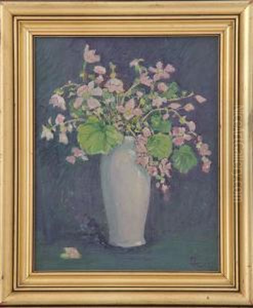 Floral Still Life River Landscape Summer Pond Landscape River Bend Scene Crystal Lake Oil Painting by Frances Wiley Faig