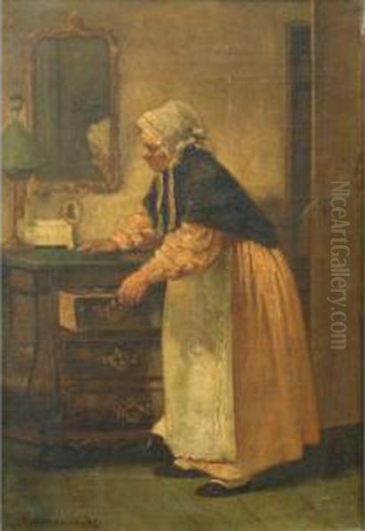 The Hiding Place Oil Painting by Jozef Willemszoon Hoevenaar