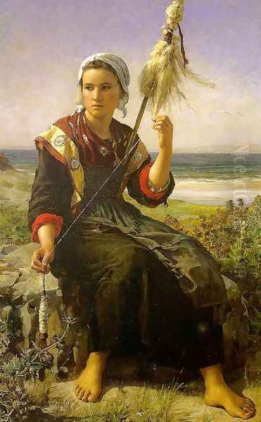Brittany Girl 1872 Oil Painting by Jules Breton