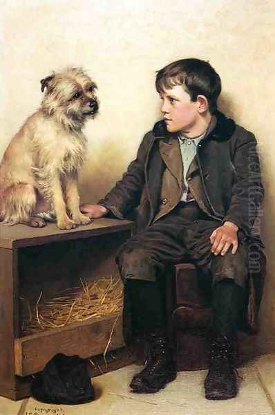 A Confab Oil Painting by John George Brown