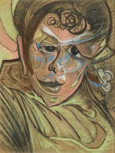 Portrait Of Anna Sinko Oil Painting by Stanislaw Ignacy Witkiewicz-Witkacy