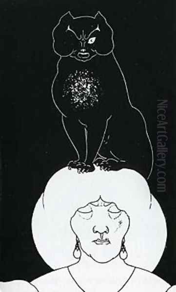 The Black Cat Oil Painting by Aubrey Vincent Beardsley