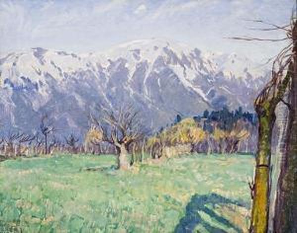 Campagna Sotto Il Monte Grappa Oil Painting by Teodoro Wolf-Ferrari