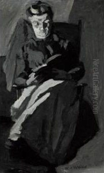 Woman Reading Oil Painting by William John Wood
