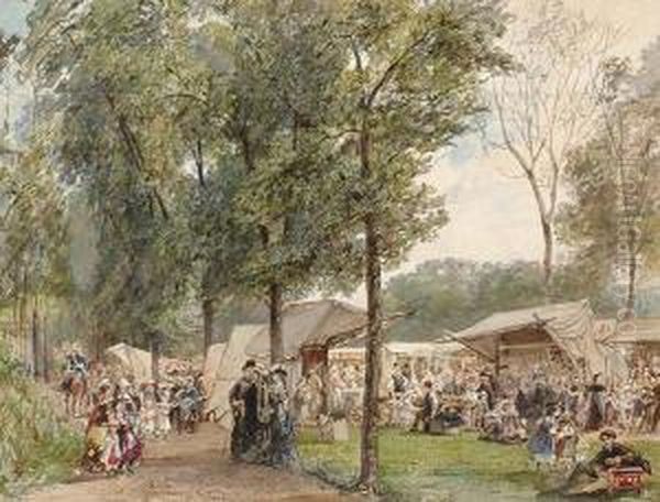 Recreation In The Park Oil Painting by Augustinus Jacob B. Wouters