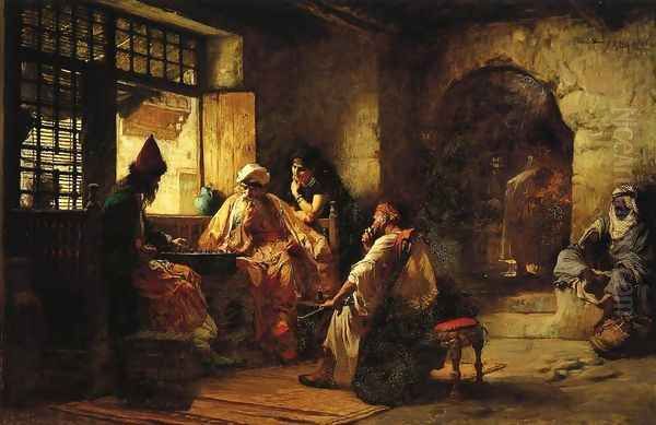 An Interesting Game Oil Painting by Frederick Arthur Bridgman