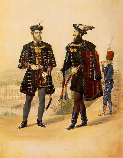 Nemzeti divatkep, 1846 Oil Painting by Miklos Barabas