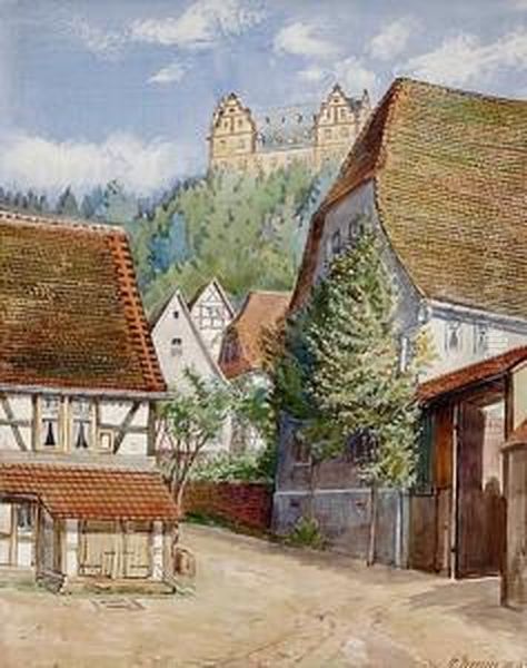 Schlos Lichtenberg Im Odenwald Oil Painting by Heinrich Zernin