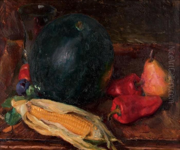 Zatisi S Ovocem A Zeleninou Oil Painting by Frantisek Zikmund
