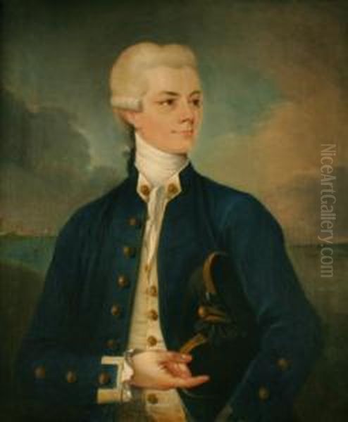 Half Length Portrait Of John 
Constantine Phipps Wearing A Royal Navy Midshipman's Uniform Oil Painting by Lemuel-Francis Abbott