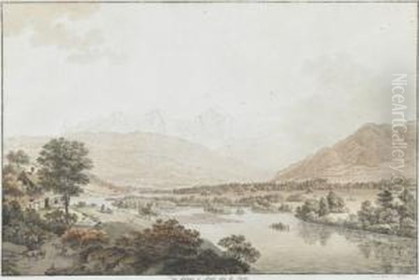 Vue Dessinee A Mouri Pres De Berne Oil Painting by Johann Ludwig Aberli