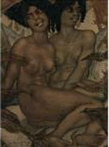Couple Oil Painting by Evgeniy Andreevich Agafonov