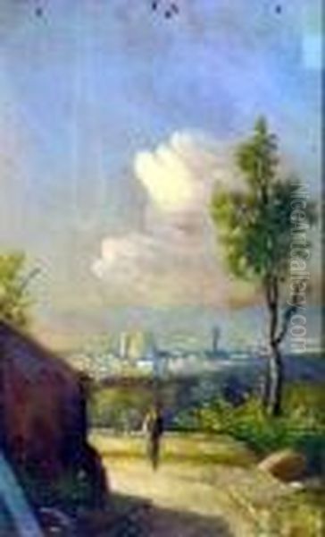 Veduta Di Firenze
Con Lo Sfondo Di Santa Maria Del Fiore Oil Painting by Guido Agostini