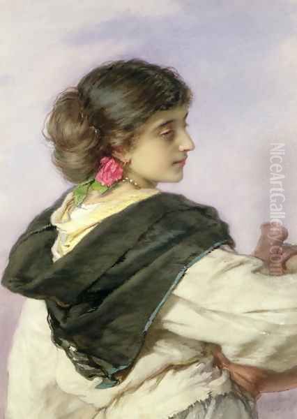 A Young Water Carrier, 1870 Oil Painting by Guido Bach
