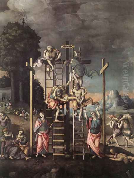 Deposition c. 1518 Oil Painting by Francesco Ubertini Bacchiacca II