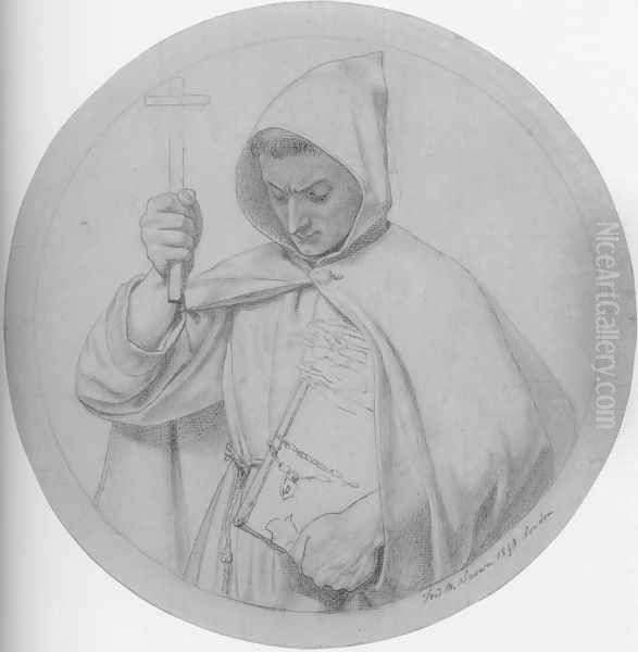 Study of a Monk, representing Catholic Faith Oil Painting by Ford Madox Brown