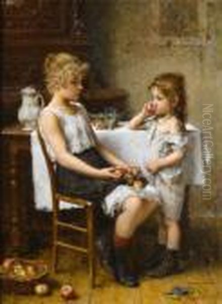 Choosing Apples Oil Painting by Alexei Alexeivich Harlamoff