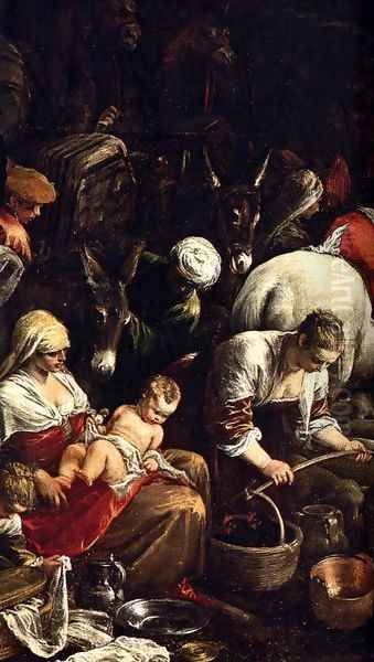 Return of Jacob with His Family (detail) 2 Oil Painting by Jacopo Bassano (Jacopo da Ponte)
