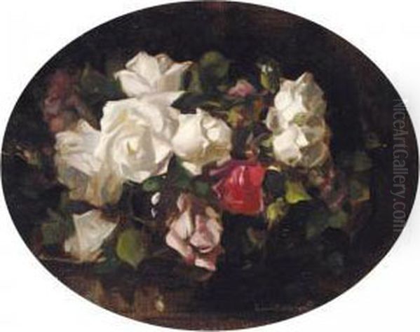 Still Life Of Roses Oil Painting by David Alison