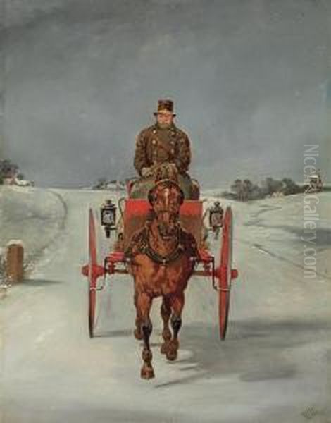 The Mail Cart In Winter Oil Painting by Henry Jr Alken