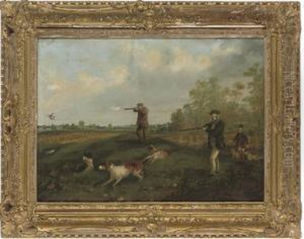 A Partridge Shoot Oil Painting by Henry Jr Alken