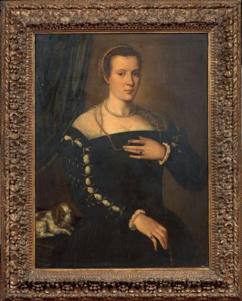 Ritratto Di Dama Con Cagnolino Oil Painting by Alessandro Allori