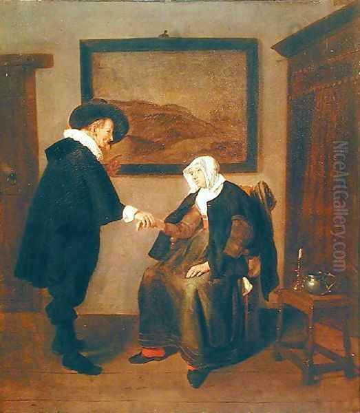 The Consultation c.1655 Oil Painting by Quiringh Gerritsz. van Brekelenkam
