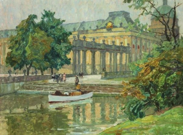 Sommerliche Idylle Am Potsdamer Stadtschloss Oil Painting by Otto Antoine