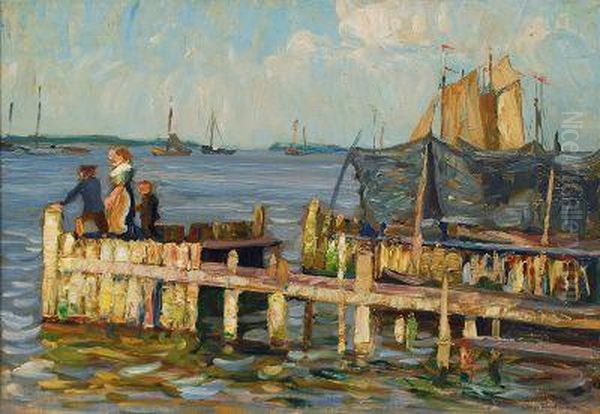 Auf Dem Steg Oil Painting by Otto Antoine