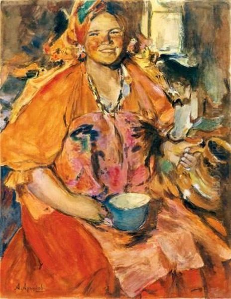 Femme A La Cruche Oil Painting by Abram Efimovich Arkhipov