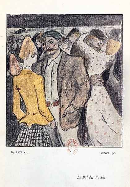 'Le Bal de Vaches', illustration from 'La Maison Philibert' Oil Painting by Georges Bottini