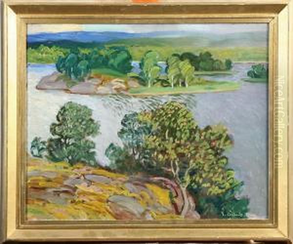 Fjallandskap Med Insjo Oil Painting by Johan Elias, Elis Aslund