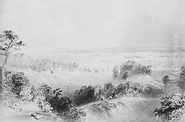View of the Bay and Harbor of New York, from Gowanus Heights, Brooklyn Oil Painting by William Henry Bartlett