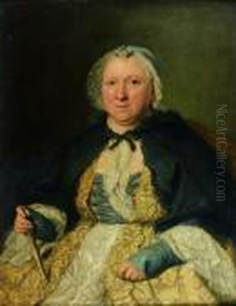 Portrait De Madame Crozat Oil Painting by Jacques-Andre-Joseph Aved