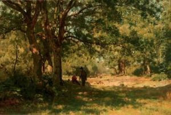 Minding The Sheep Oil Painting by Julius Jacobus Van De Sande Bakhuyzen