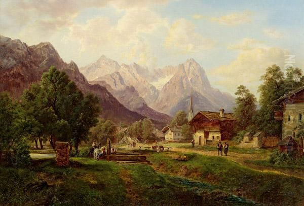 Alpendorf Oil Painting by Gustav Barbarini