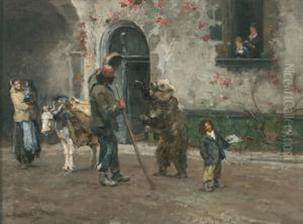 Le Montreur D'ours Oil Painting by Leon Barillot