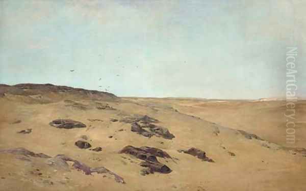 The desert West to the Pyramids of Gizeh Oil Painting by David Bates
