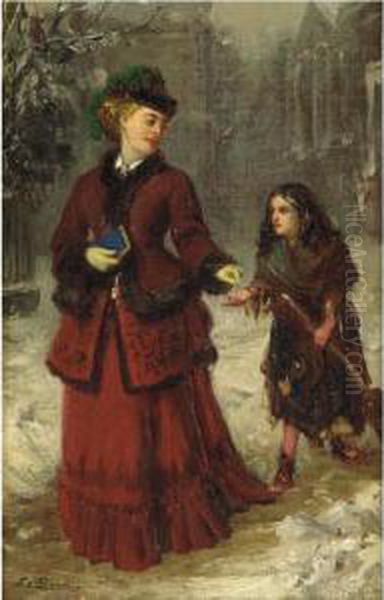 The Little Beggar Oil Painting by Edward Charles Barnes