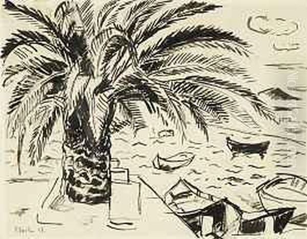 Boote An Der Mole Oil Painting by Paul Basilius Barth
