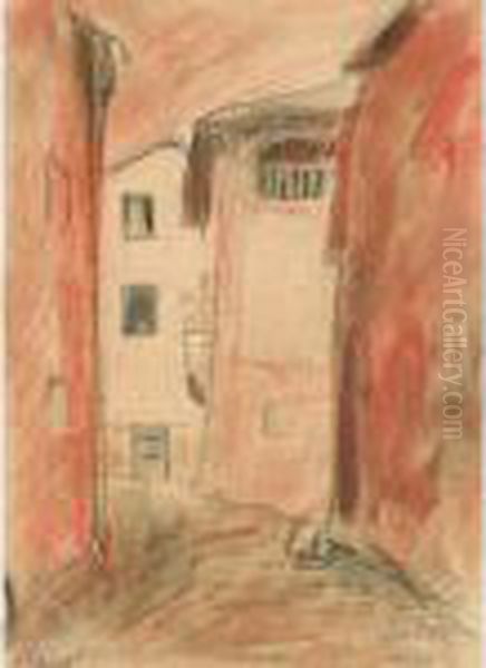 Blick In Eine Hausergasse Oil Painting by Paul Basilius Barth