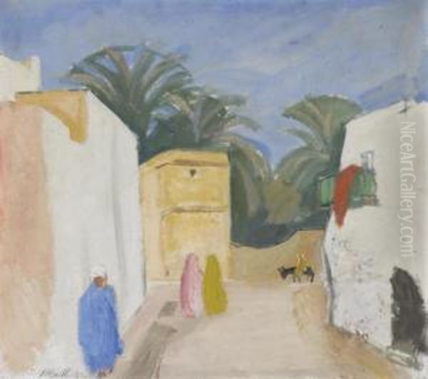 Nordafrikanisches Dorf Oil Painting by Paul Basilius Barth