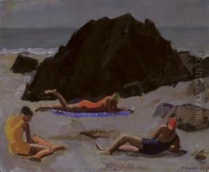 Felsen Mit Figuren Am Strand