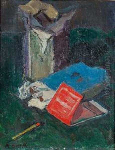Stillleben Mit Zundholzern Und Zigarettenschachtel. Oil Painting by Paul Basilius Barth